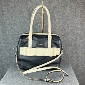 Kate Spade Kaiya Alice Black and White Leather Satchel Bag